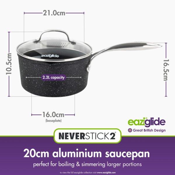 Eaziglide Neverstick2 20cm Saucepan - Large Non Stick Saucepan