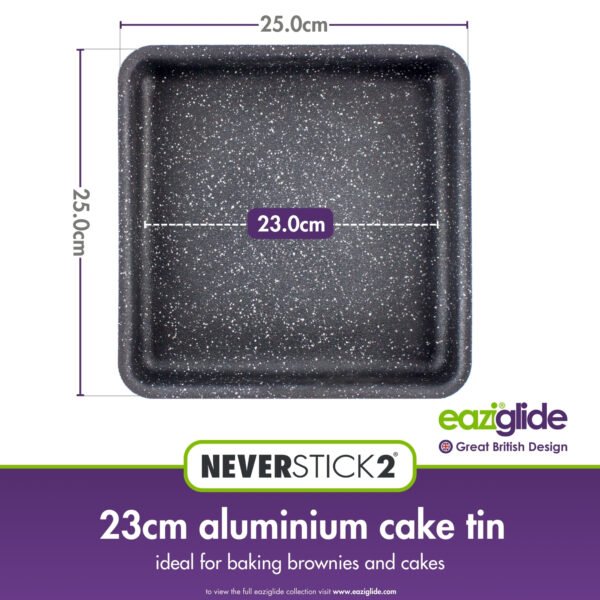 Eaziglide Neverstick2 23cm Square Cake Tin - Non Stick Oven Tin