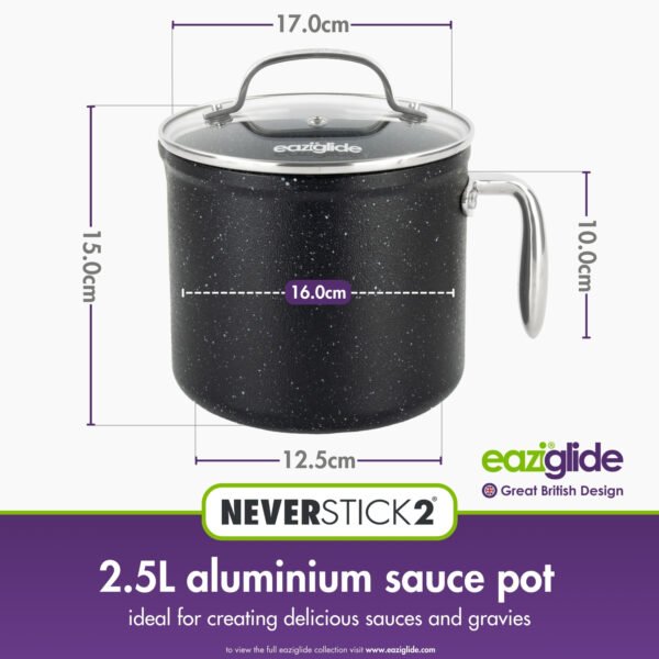 Eaziglide Neverstick2 16cm Sauce Pot - Non Stick Pot for Sauces