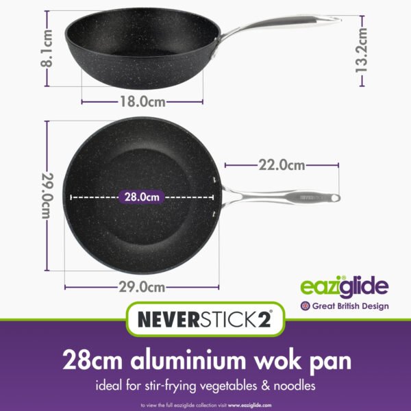 Eaziglide Neverstick2 28cm Wok Pan - Non Stick Wok