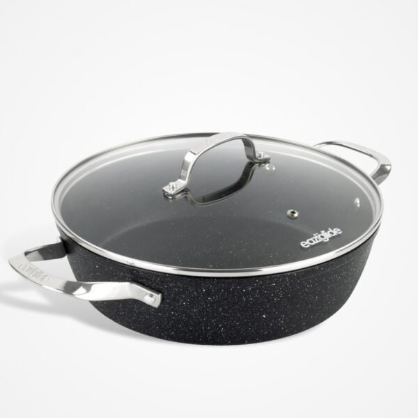 Eaziglide Neverstick2 28cm Shallow Casserole with Glass Lid