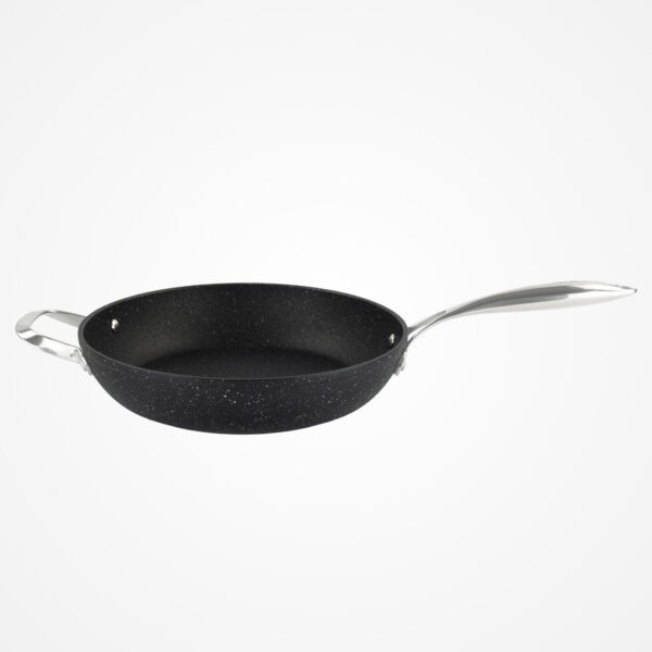 Eaziglide Neverstick2 30cm frying pan with a durable non-stick surface, deep sides, and a sturdy helper handle for easy lifting and control while cooking.